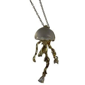 Gold nautical jellyfish necklace charm on 8” gold chain